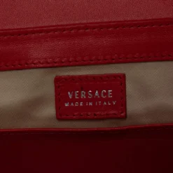Versace Cream/Red Patent Leather And Leather Shoulder Bag For Women -Versace Official Website luxury women versace used handbags p325081 008
