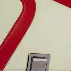 Versace Cream/Red Patent Leather And Leather Shoulder Bag For Women -Versace Official Website luxury women versace used handbags p325081 014