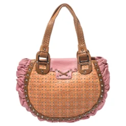 Versace Multicolor Pleated Leather Spike Studded Shoulder Bag For Women 18 Versace Multicolor Pleated Leather Spike Studded Shoulder Bag For Women -Versace Official Website luxury women versace used handbags p325568 005