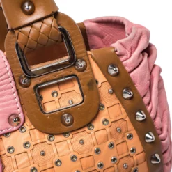 Versace Multicolor Pleated Leather Spike Studded Shoulder Bag For Women 19 Versace Multicolor Pleated Leather Spike Studded Shoulder Bag For Women -Versace Official Website luxury women versace used handbags p325568 006