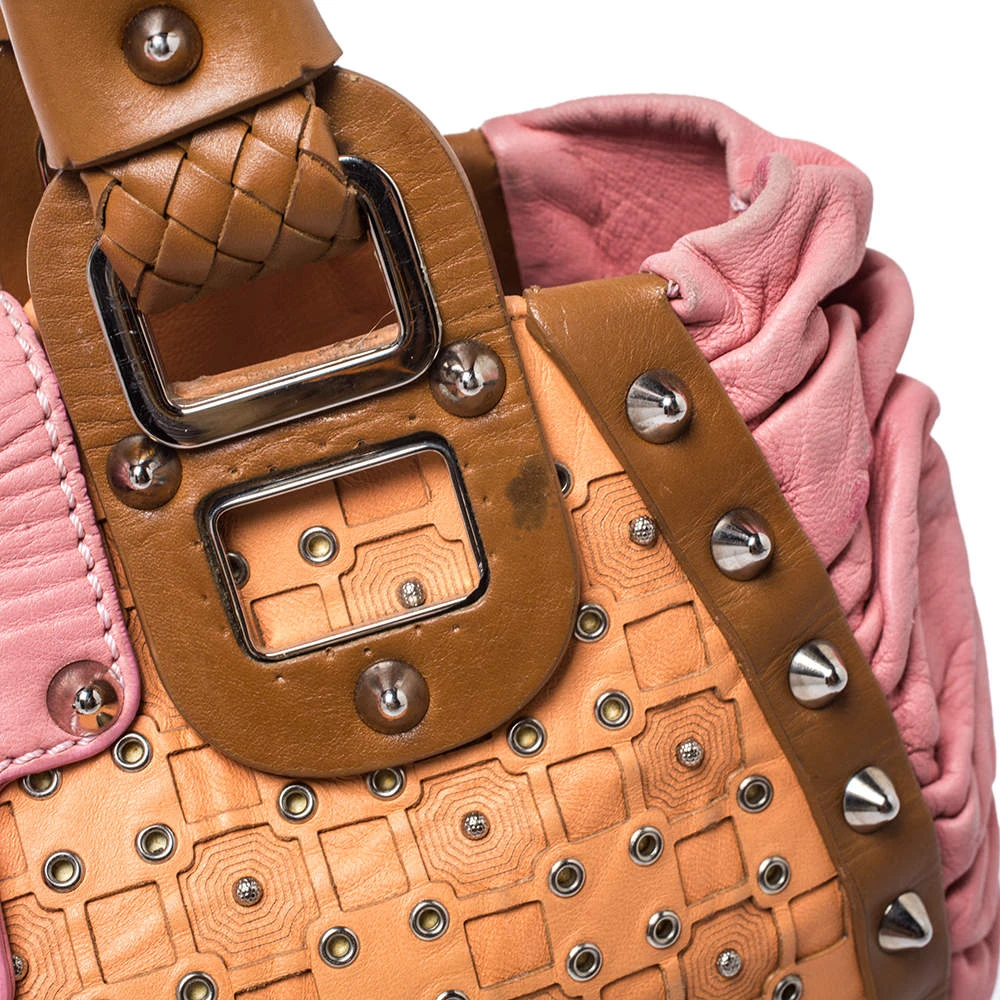 Versace Multicolor Pleated Leather Spike Studded Shoulder Bag For Women 5 Versace Multicolor Pleated Leather Spike Studded Shoulder Bag For Women - Image 5