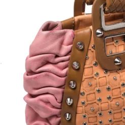 Versace Multicolor Pleated Leather Spike Studded Shoulder Bag For Women 27 Versace Multicolor Pleated Leather Spike Studded Shoulder Bag For Women -Versace Official Website luxury women versace used handbags p325568 007