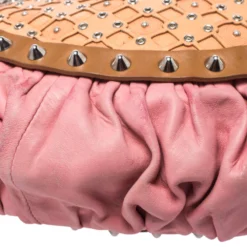 Versace Multicolor Pleated Leather Spike Studded Shoulder Bag For Women 28 Versace Multicolor Pleated Leather Spike Studded Shoulder Bag For Women -Versace Official Website luxury women versace used handbags p325568 009