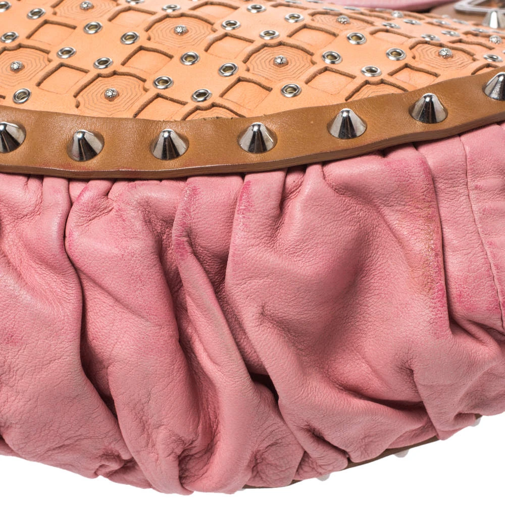 Versace Multicolor Pleated Leather Spike Studded Shoulder Bag For Women 15 Versace Multicolor Pleated Leather Spike Studded Shoulder Bag For Women - Image 15