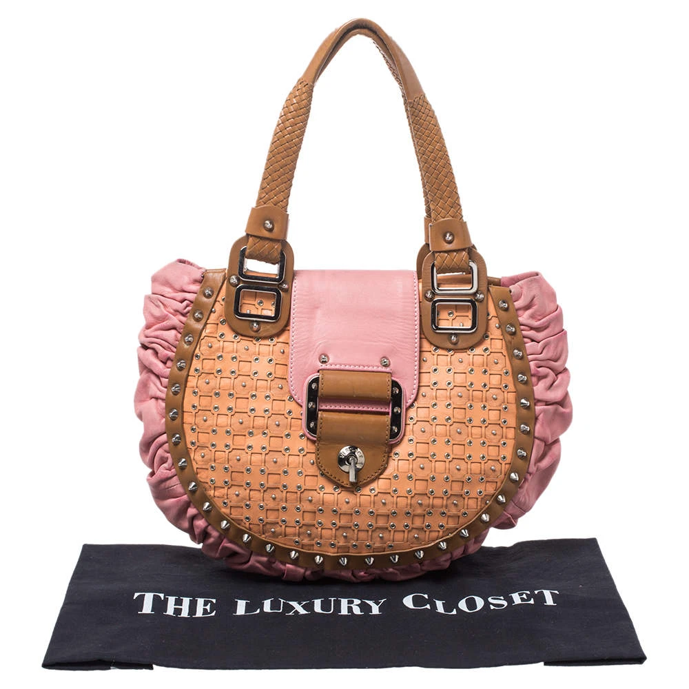 Versace Multicolor Pleated Leather Spike Studded Shoulder Bag For Women 12 Versace Multicolor Pleated Leather Spike Studded Shoulder Bag For Women - Image 12