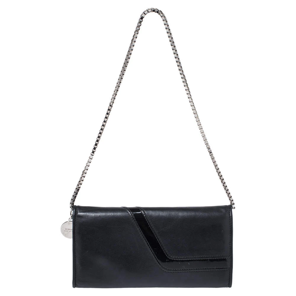 Versace Black Leather And Patent Leather Wallet On Chain For Women 4 Versace Black Leather And Patent Leather Wallet On Chain For Women - Image 4