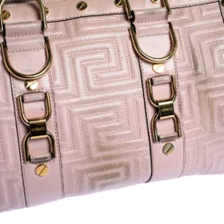 Versace Pink Quilted Leather Snap Out Of It Satchel For Women -Versace Official Website luxury women versace used handbags p326633 008