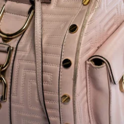Versace Pink Quilted Leather Snap Out Of It Satchel For Women -Versace Official Website luxury women versace used handbags p326633 009