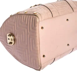 Versace Pink Quilted Leather Snap Out Of It Satchel For Women -Versace Official Website luxury women versace used handbags p326633 012