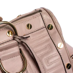 Versace Pink Quilted Leather Snap Out Of It Satchel For Women -Versace Official Website luxury women versace used handbags p326633 013