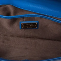 Versace Blue Quilted Patent Leather Flap Shoulder Bag For Women -Versace Official Website luxury women versace used handbags p328238 011