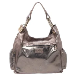 Versace Metallic Leather Pocket Shoulder Bag For Women