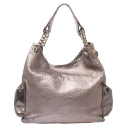 Versace Metallic Leather Pocket Shoulder Bag For Women -Versace Official Website luxury women versace used handbags p330415 007