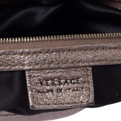 Versace Metallic Leather Pocket Shoulder Bag For Women -Versace Official Website luxury women versace used handbags p330415 009