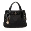 Versace Black Jacquard And Patent Shoulder Bag For Women