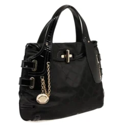 Versace Black Jacquard And Patent Shoulder Bag For Women 14 Versace Black Jacquard And Patent Shoulder Bag For Women -Versace Official Website luxury women versace used handbags p33062 003