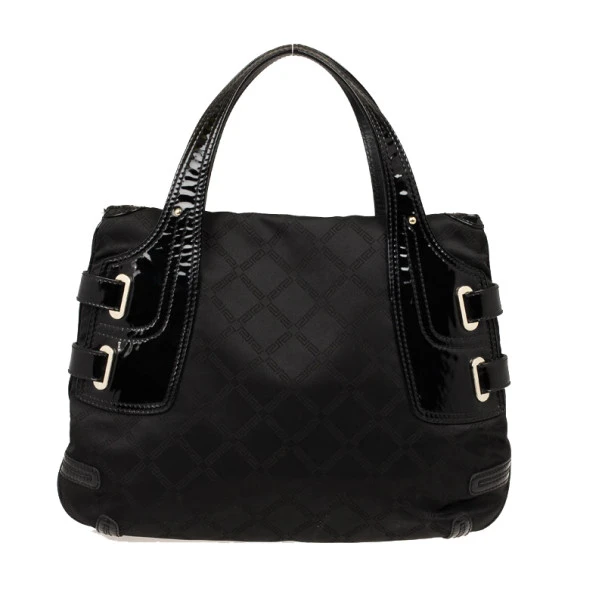 Versace Black Jacquard And Patent Shoulder Bag For Women 4 Versace Black Jacquard And Patent Shoulder Bag For Women - Image 4