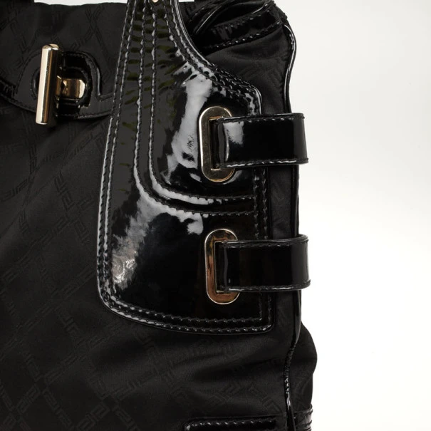 Versace Black Jacquard And Patent Shoulder Bag For Women 9 Versace Black Jacquard And Patent Shoulder Bag For Women - Image 9