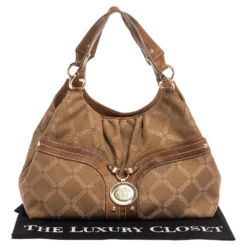 Versace Brown Signature Canvas And Leather Palazzo Plaque Shoulder Bag For Women -Versace Official Website luxury women versace used handbags p335091 007