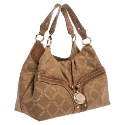 Versace Brown Signature Canvas And Leather Palazzo Plaque Shoulder Bag For Women -Versace Official Website luxury women versace used handbags p335091 009