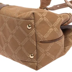 Versace Brown Signature Canvas And Leather Palazzo Plaque Shoulder Bag For Women -Versace Official Website luxury women versace used handbags p335091 015