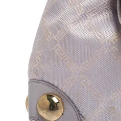 Versace Lilac Signature Canvas And Leather Small Studded Hobo For Women -Versace Official Website luxury women versace used handbags p336046 009