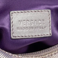 Versace Lilac Signature Canvas And Leather Small Studded Hobo For Women -Versace Official Website luxury women versace used handbags p336046 014