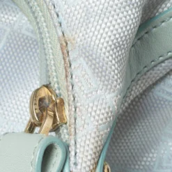 Versace Light Turquoise Signature Canvas And Leather Small Studded Hobo For Women -Versace Official Website luxury women versace used handbags p336048 010