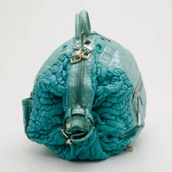 Versace Runway Large Croc And Raffia Darling Tote For Women -Versace Official Website luxury women versace used handbags p33834 004