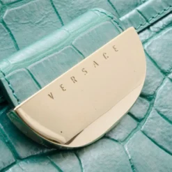 Versace Runway Large Croc And Raffia Darling Tote For Women -Versace Official Website luxury women versace used handbags p33834 007