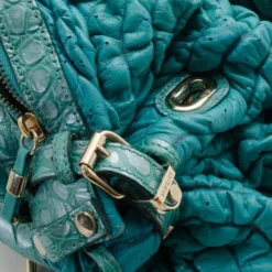 Versace Runway Large Croc And Raffia Darling Tote For Women -Versace Official Website luxury women versace used handbags p33834 012