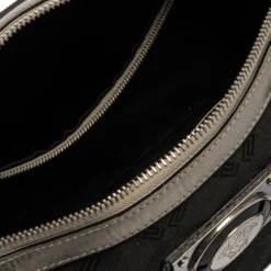 Versace Black Fabric And Leather Satchel For Women -Versace Official Website luxury women versace used handbags p340463 008