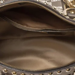 Versace Beige/Metallic Fabric And Leather Snap Out Of It Satchel For Women -Versace Official Website luxury women versace used handbags p340511 012