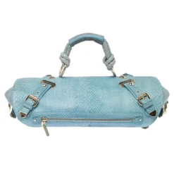 Versace Blue Python And Suede Canyon Top Handle Bag For Women -Versace Official Website luxury women versace used handbags p340669 003