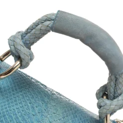 Versace Blue Python And Suede Canyon Top Handle Bag For Women -Versace Official Website luxury women versace used handbags p340669 004