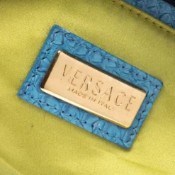 Versace Blue Python And Suede Canyon Top Handle Bag For Women -Versace Official Website luxury women versace used handbags p340669 009