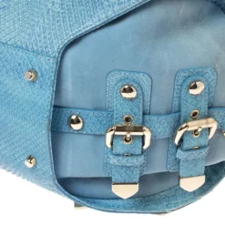 Versace Blue Python And Suede Canyon Top Handle Bag For Women -Versace Official Website luxury women versace used handbags p340669 014