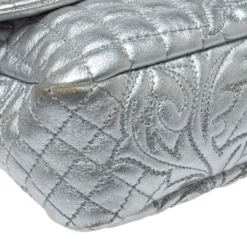 Versace Metallic Silver Barocco Leather Vanitas Medea Shoulder Bag For Women -Versace Official Website luxury women versace used handbags p347533 008