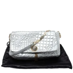 Versace Metallic Silver Barocco Leather Vanitas Medea Shoulder Bag For Women -Versace Official Website luxury women versace used handbags p347533 1603566836 012