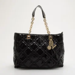 Versace Black Patent Chain Shoulder Bag For Women
