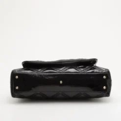 Versace Black Patent Chain Shoulder Bag For Women -Versace Official Website luxury women versace used handbags p34892 005