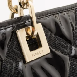 Versace Black Patent Chain Shoulder Bag For Women -Versace Official Website luxury women versace used handbags p34892 010