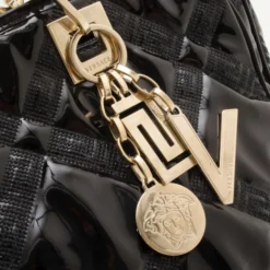 Versace Black Patent Chain Shoulder Bag For Women -Versace Official Website luxury women versace used handbags p34892 011