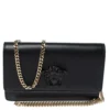 Versace Black Leather Palazzo Chain Shoulder Bag For Women