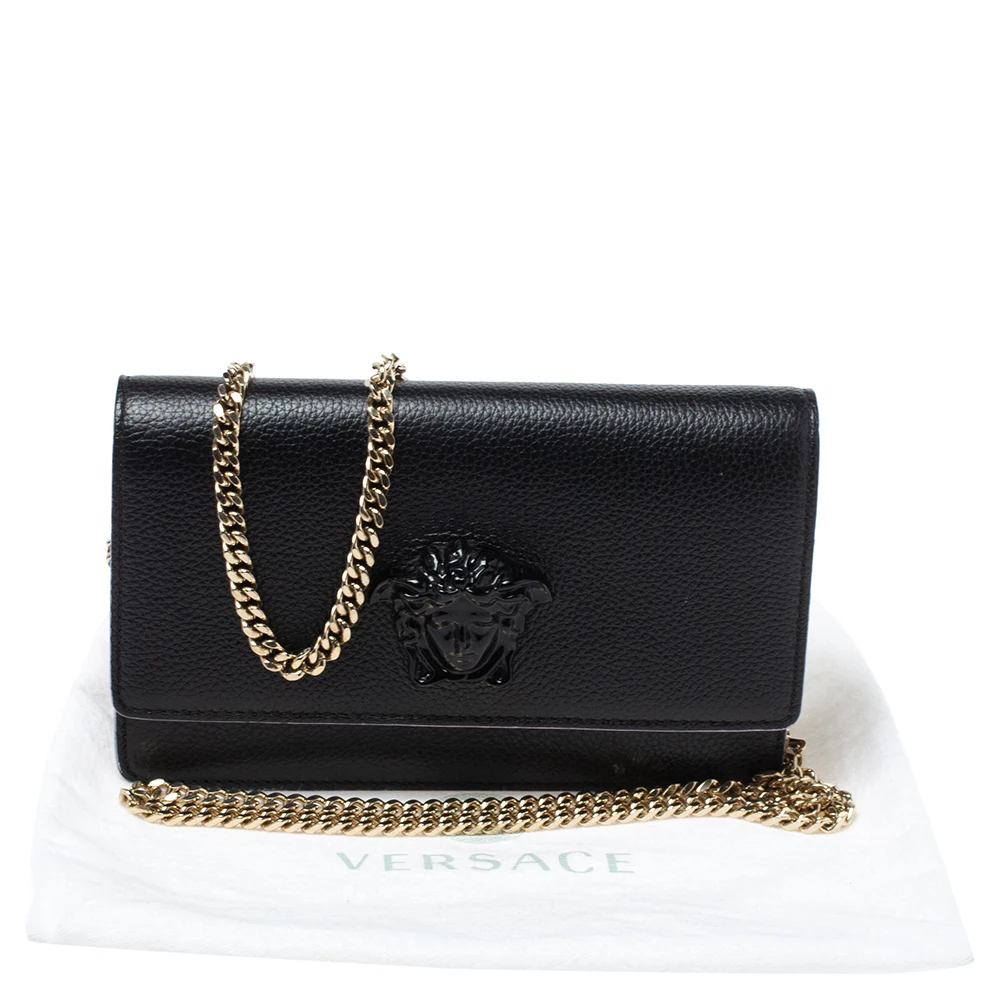 Versace Black Leather Palazzo Chain Shoulder Bag For Women 9 Versace Black Leather Palazzo Chain Shoulder Bag For Women - Image 9