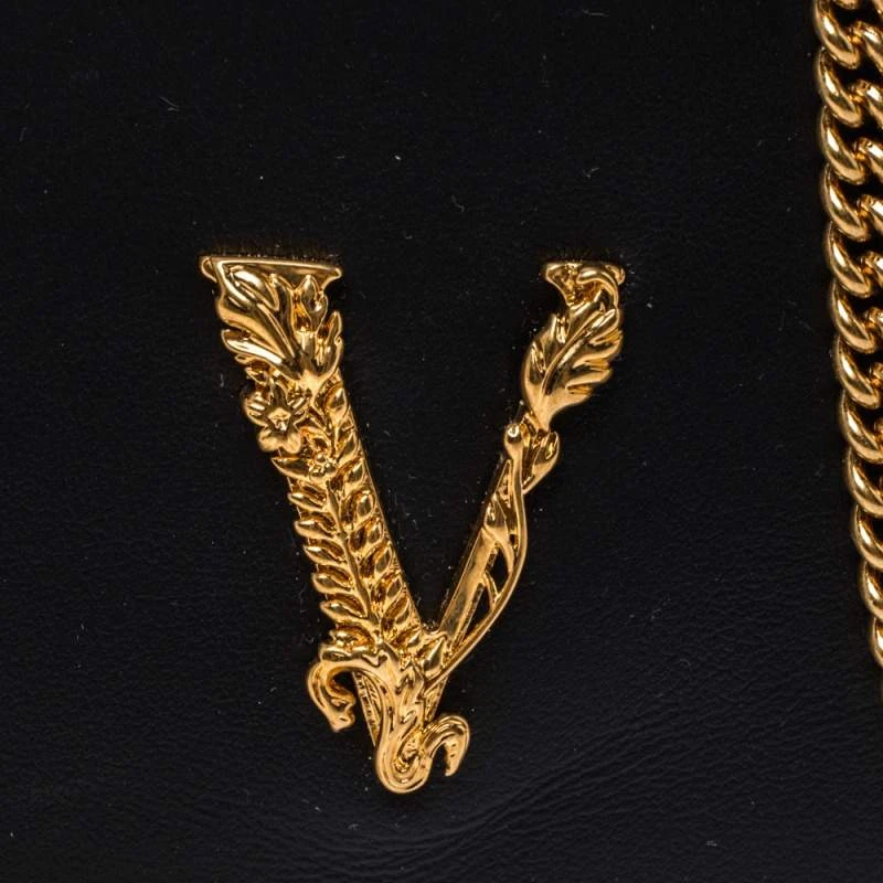 Versace Black Leather Mini Virtus Chain Wallet For Women 5 Versace Black Leather Mini Virtus Chain Wallet For Women - Image 5