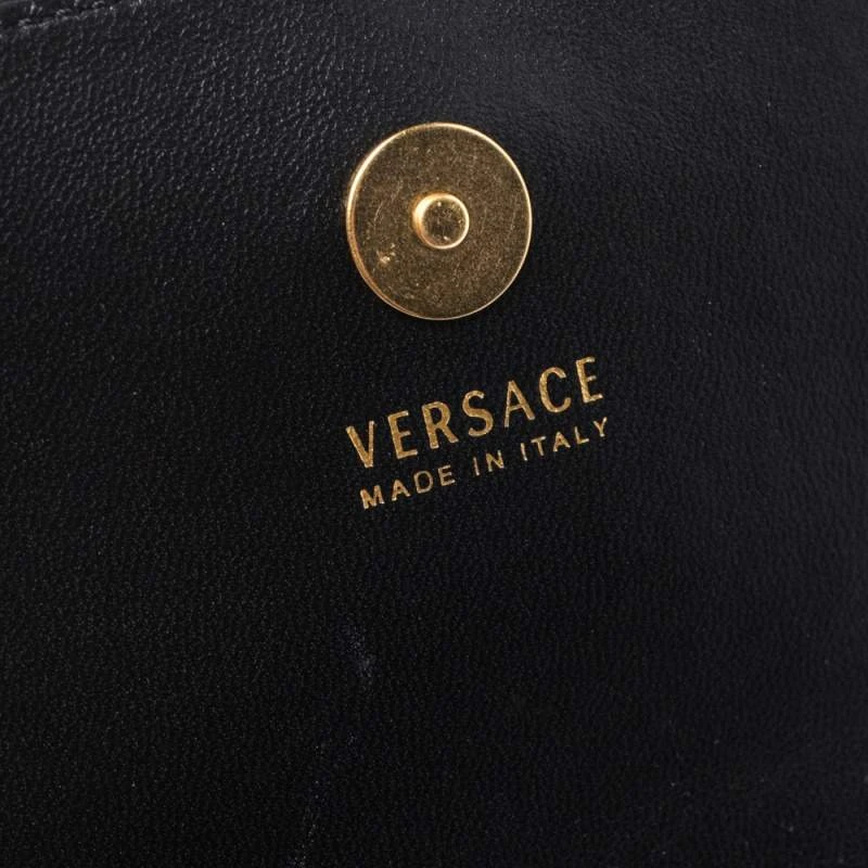 Versace Black Leather Mini Virtus Chain Wallet For Women 8 Versace Black Leather Mini Virtus Chain Wallet For Women - Image 8