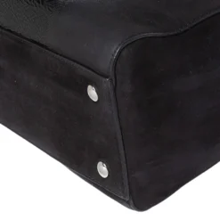 Versace Black Nubuck And Patent Leather Medusa Turnlock Tote For Women -Versace Official Website luxury women versace used handbags p352606 005