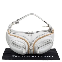 Versace White Leather Medusa Shoulder Bag For Women -Versace Official Website luxury women versace used handbags p354145 001