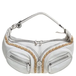 Versace White Leather Medusa Shoulder Bag For Women
